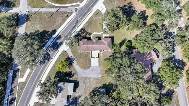 an aerial view of a house