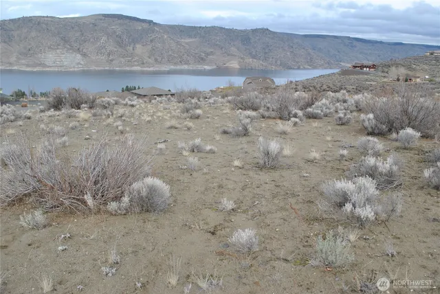 a view of a lake with a mountain in the background