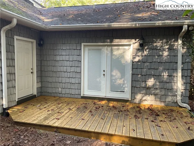 a view of wooden door