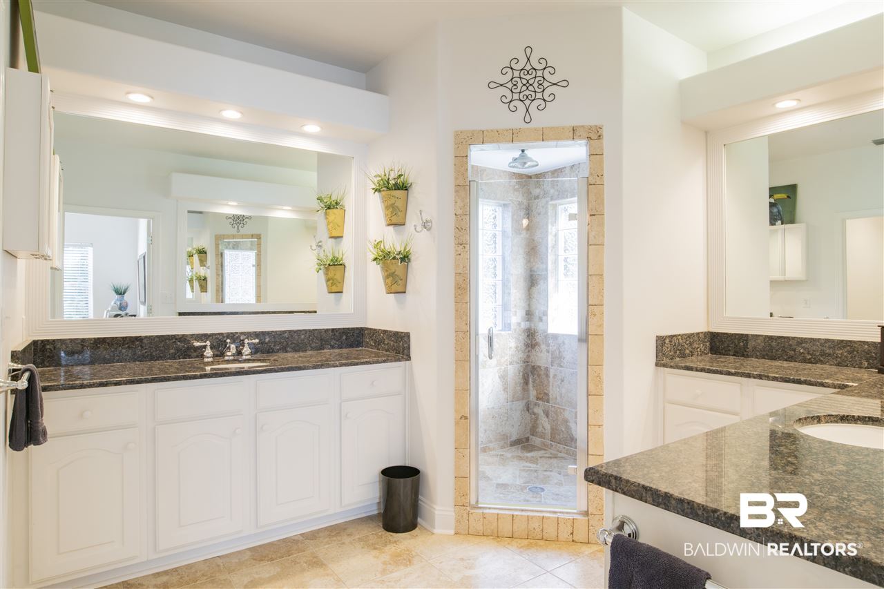 9110 Bay Point Drive Elberta, AL 36530 - Photo 27 of 50 Walk-in shower w/bench and glass block window.