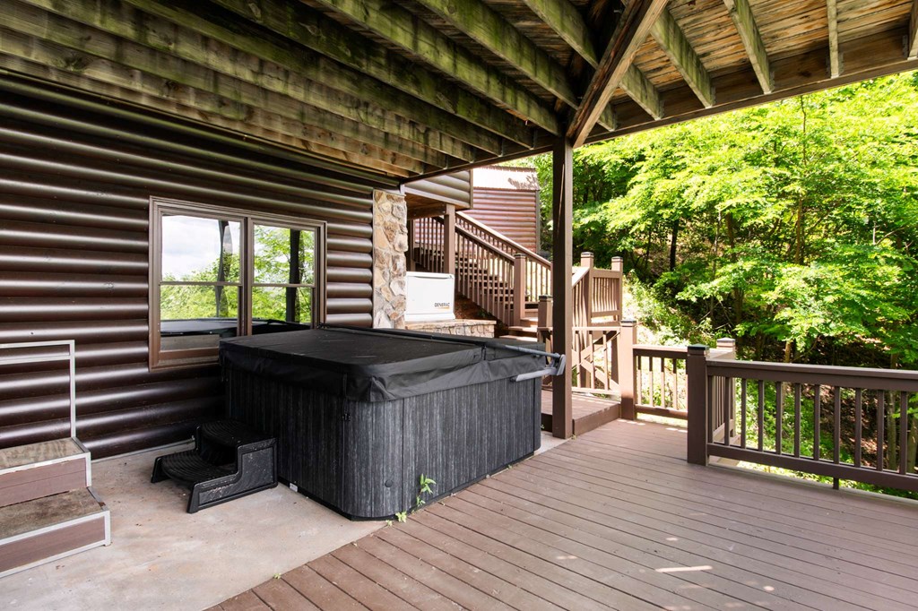 231 Sunrock Mountain Trail Blue Ridge, GA 30513 - Photo 53 of 61 a view of deck with wooden floor and outdoor seating