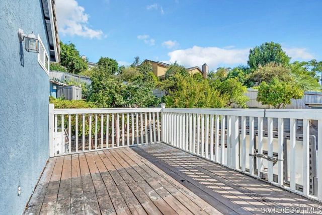 a view of a wooden balcony