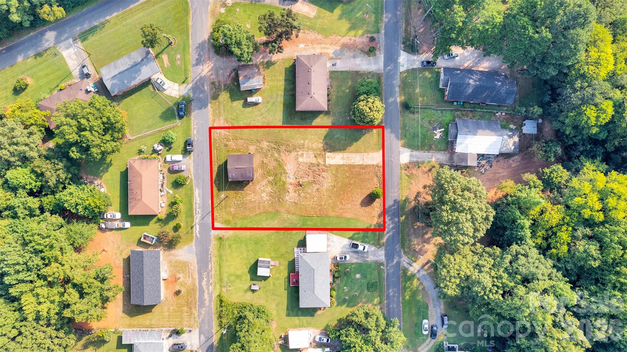 an aerial view of multiple house