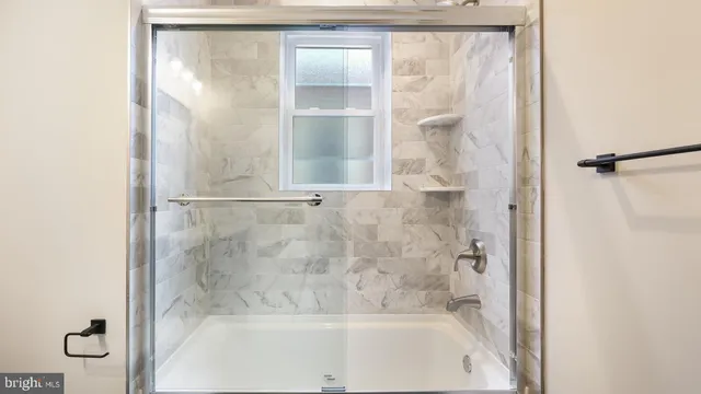 a bathroom with a bathtub