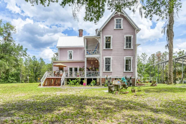 a view of a porch with garden