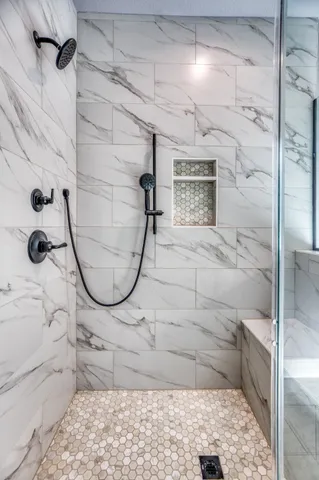 a bathroom with a shower
