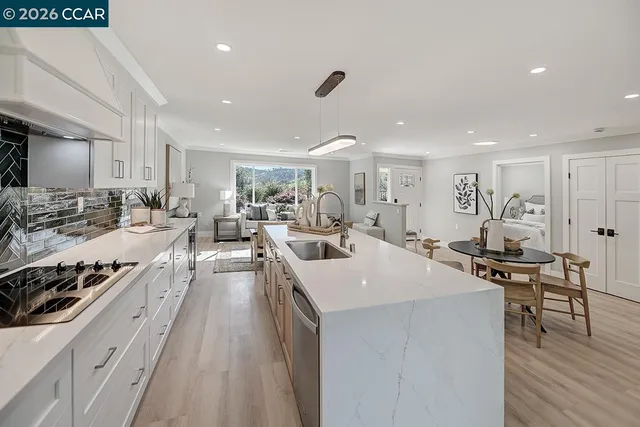 a view of a park with swings