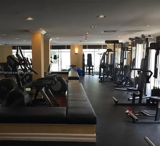 a view of a room with gym equipment