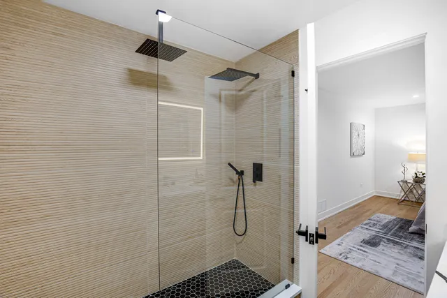 a bathroom with a shower