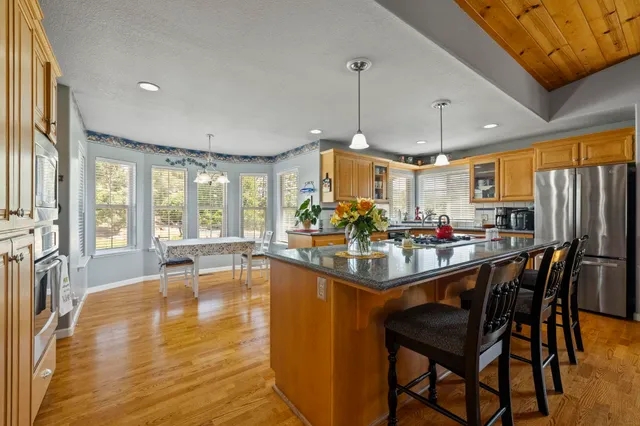 a kitchen with lots of counter top space