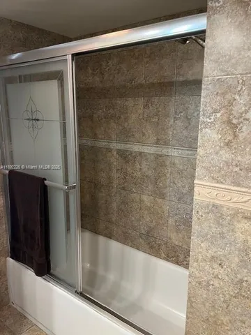 a bathroom with a bathtub