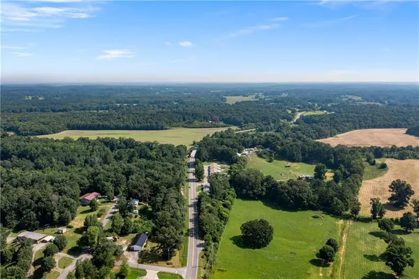a view of a lake with a city