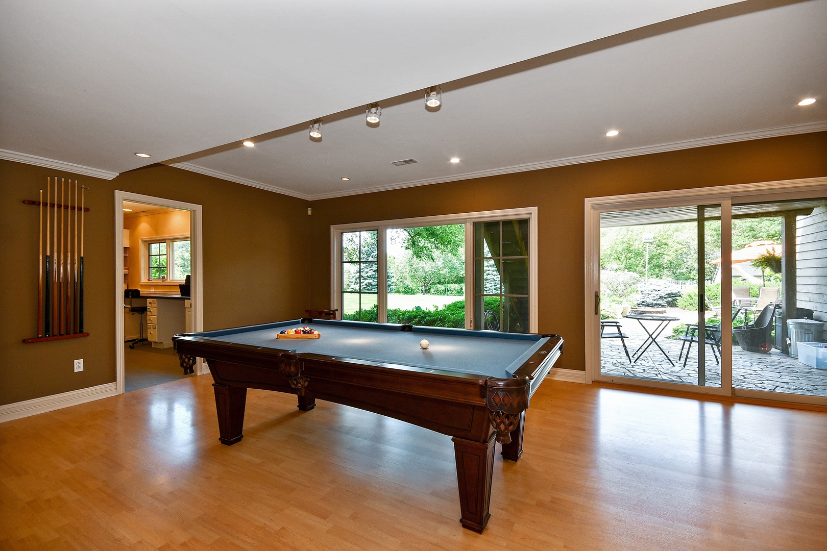 37W488 Grey Barn Road St. Charles, IL 60175 - Photo 20 of 25 a room with wooden floor table tennis pool table and windows