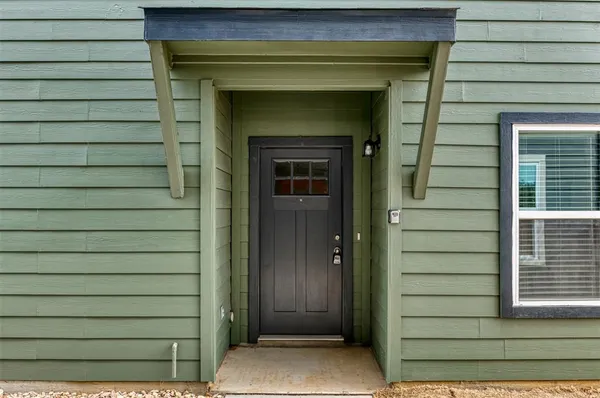 a front view of a house with a window