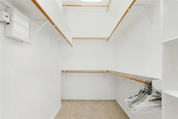 a view of a room with racks on the wall