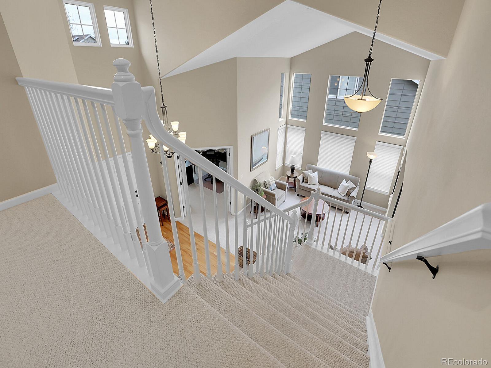 7138 Mountain Brush Circle Highlands Ranch, CO 80130 - Photo 21 of 50 a view of staircase with railing and white walls