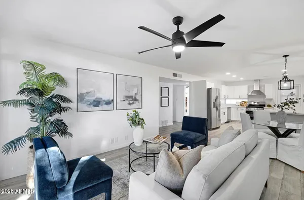 a living room with furniture