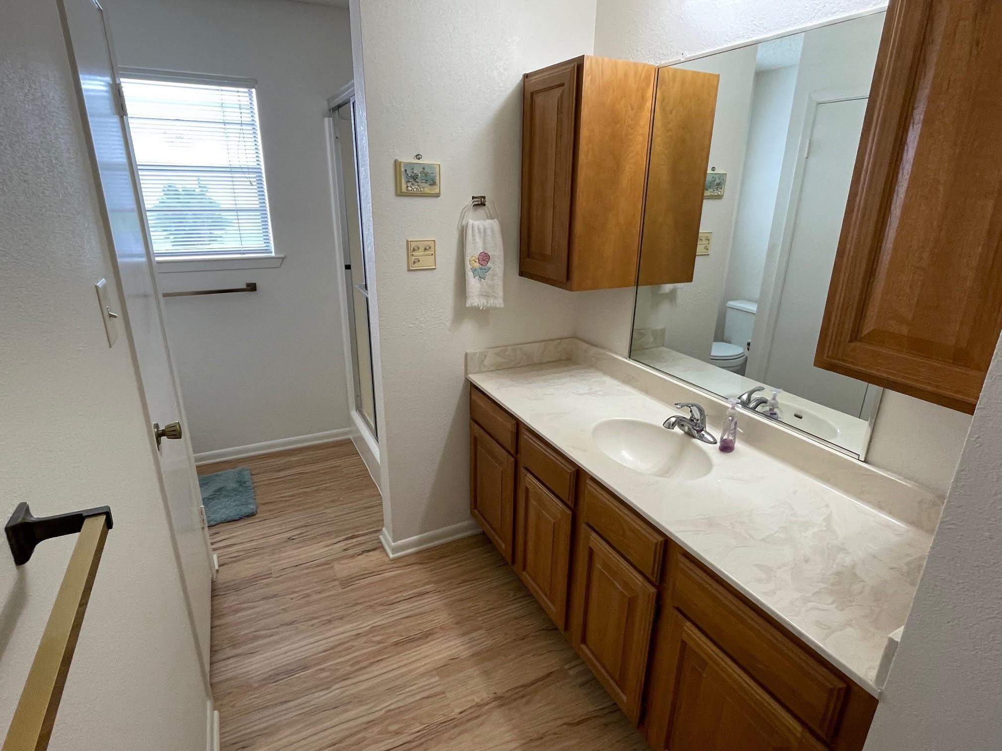 1732 Ave C, Unit A El Campo, TX 77437 - Photo 15 of 22 a bathroom with double vanity sink and mirror
