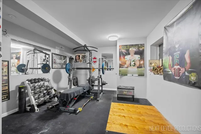 a room with gym equipment