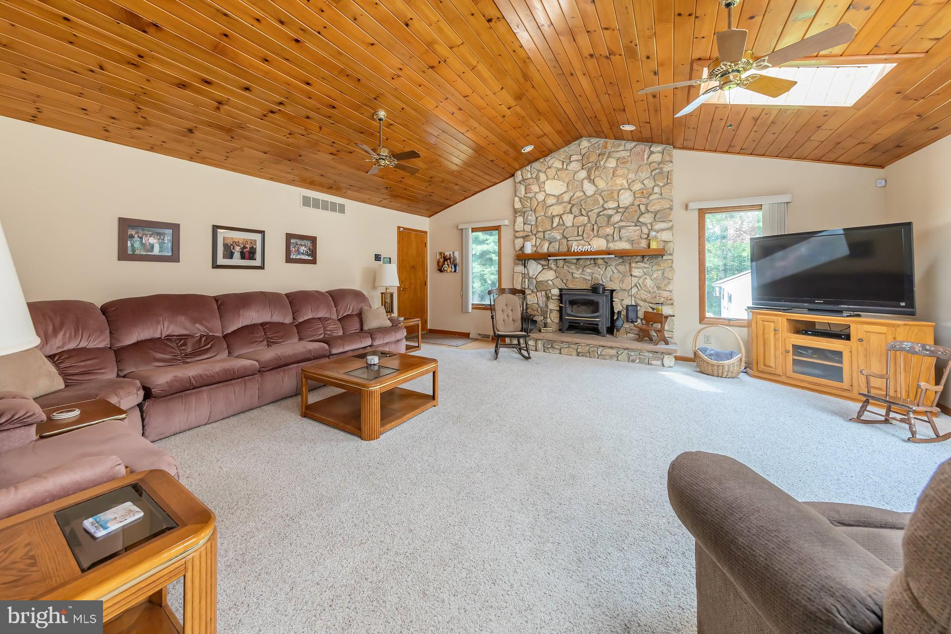 Family Room With Wood Stove