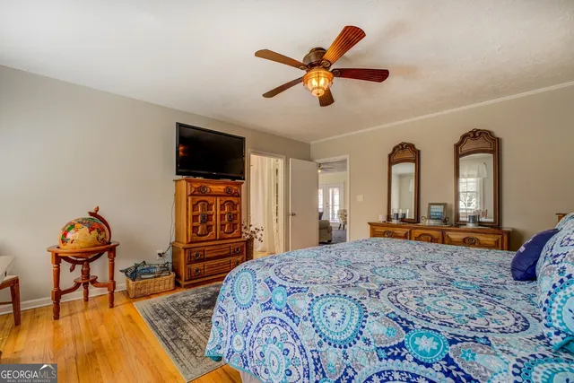 a view of a lake with a city