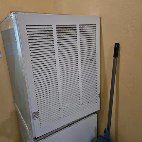 a view of a room with a door