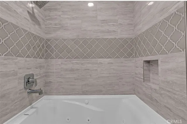 a bathroom with a bathtub