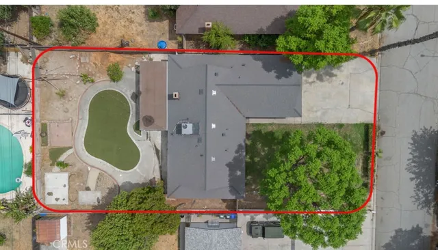 an aerial view of a house