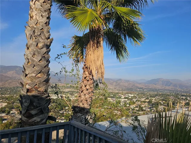 a view of a city and mountain view