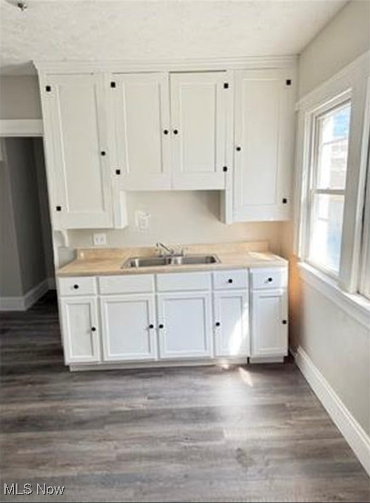 1743 Algonac Road Cleveland, OH 44112 - Photo 13 of 19 Kitchen featuring white cabinets, dark wood finished floors, and light countertops