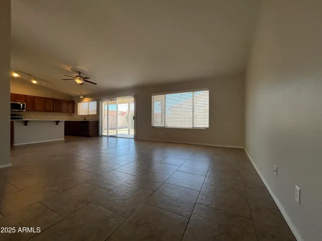 a view of a kitchen and a kitchen counter top space