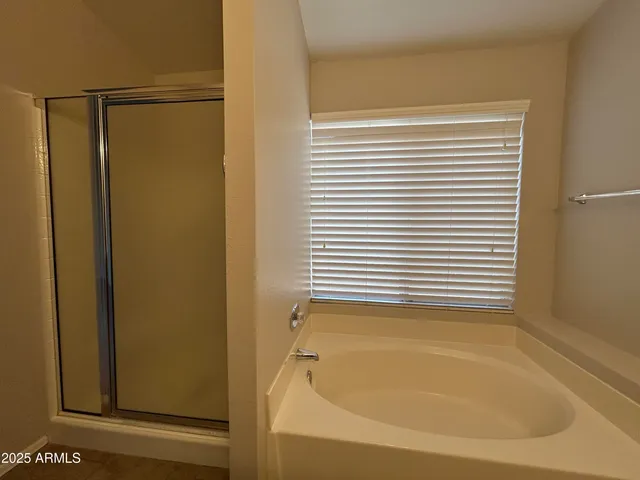 a bathroom with a bathtub