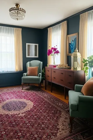 a living room with furniture a window and a flat screen tv