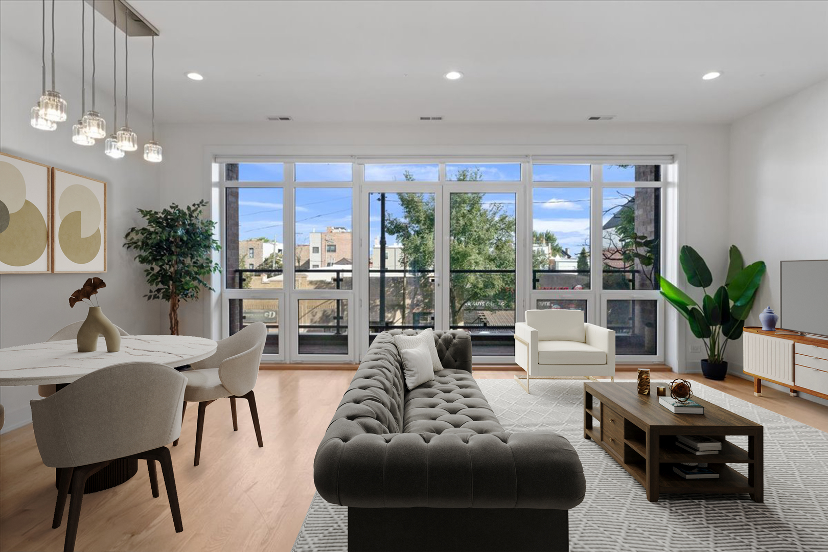 938 North California Avenue, Unit 2 Chicago, IL 60622 - Photo 5 of 20 a living room with furniture and a large window