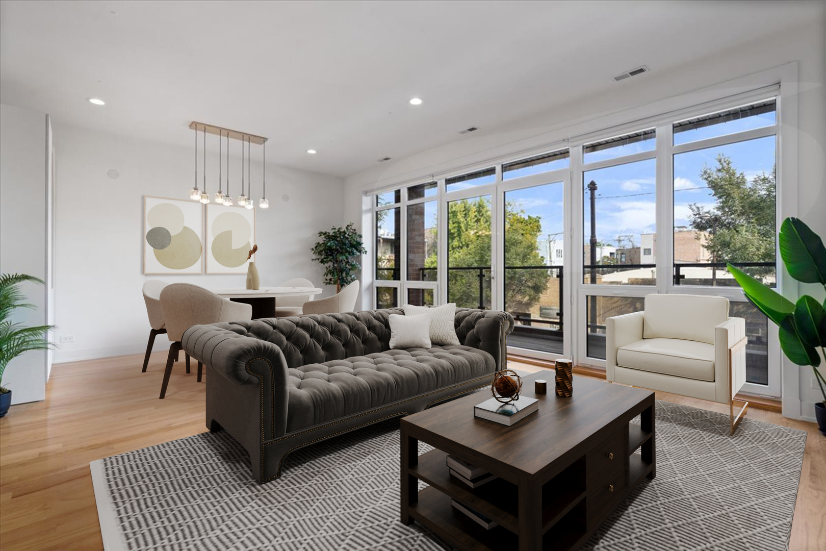 938 North California Avenue, Unit 2 Chicago, IL 60622 - Photo 6 of 20 a living room with furniture and a large window