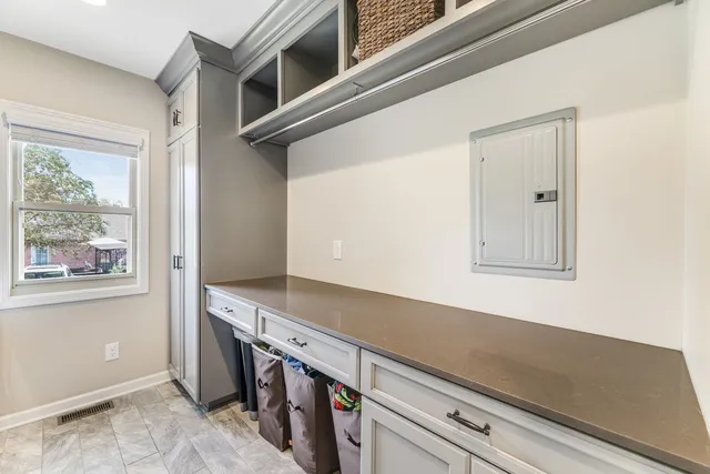 a view of outdoor space with trees all around