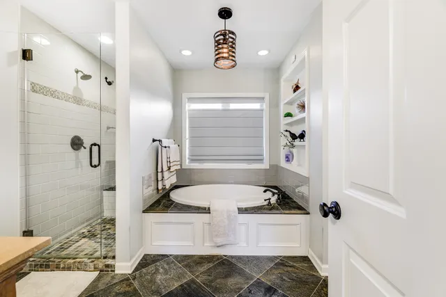 a view of a room with a large window