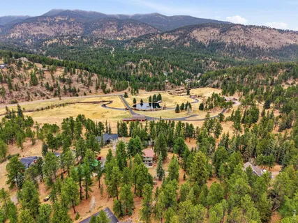 a view of a city with mountains in the background