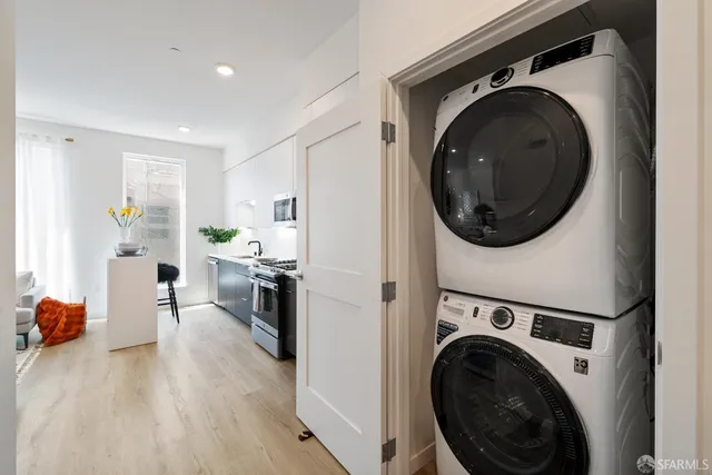 a view of kitchen and washer and dryer