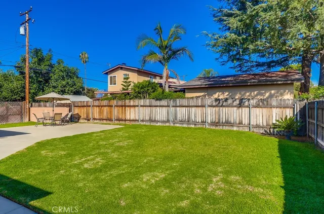 a view of a yard with a tree