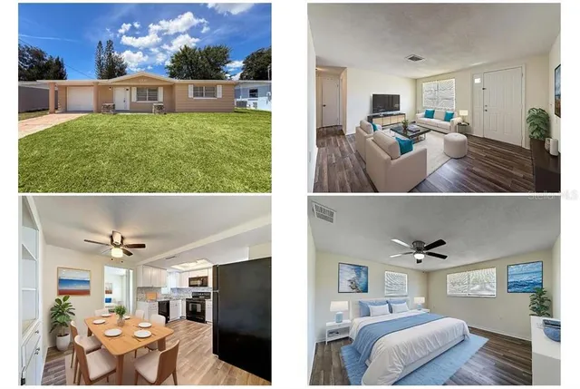 a view of living room filled with furniture and a floor to ceiling window