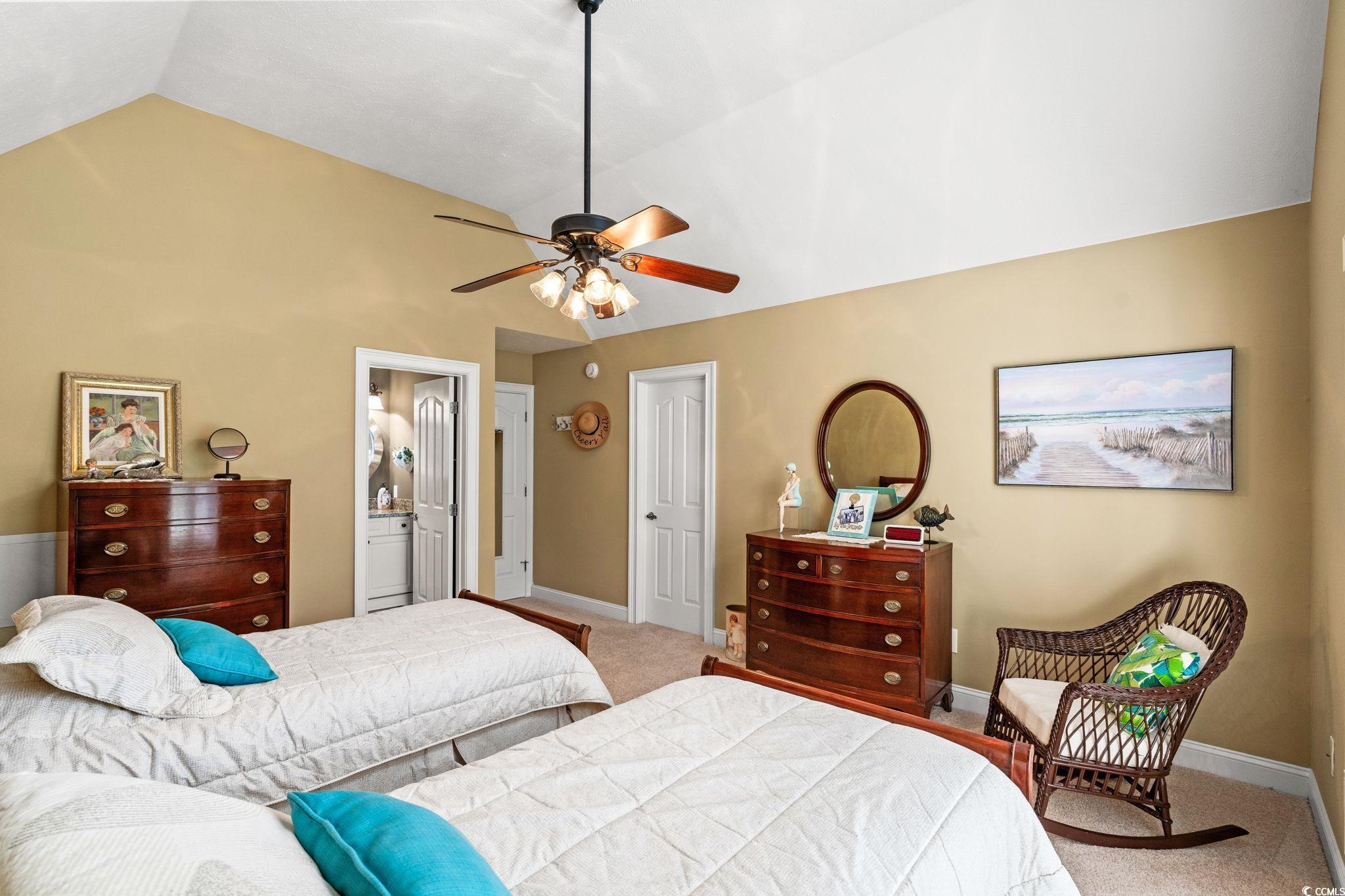 1119 Links Road Myrtle Beach, SC 29575 - Photo 33 of 40 Bedroom with lofted ceiling, carpet flooring, ceil