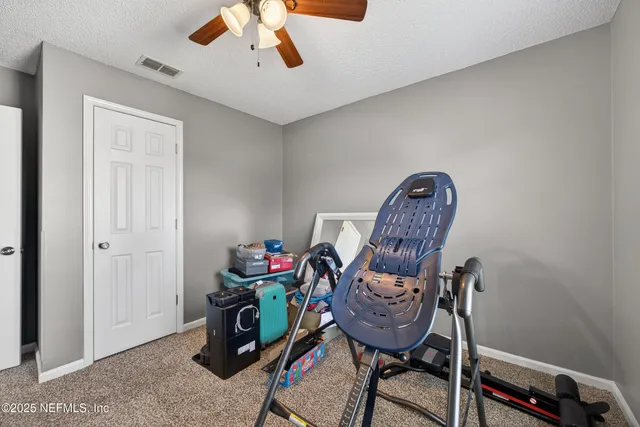 a garden view with a seating space