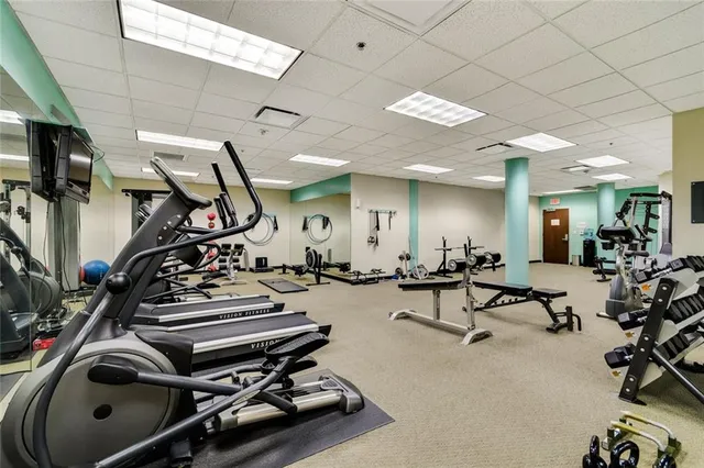 a view of a room with gym equipment