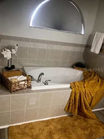 a bathroom with a tub