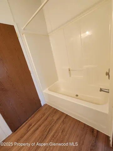 a bathroom with a bathtub