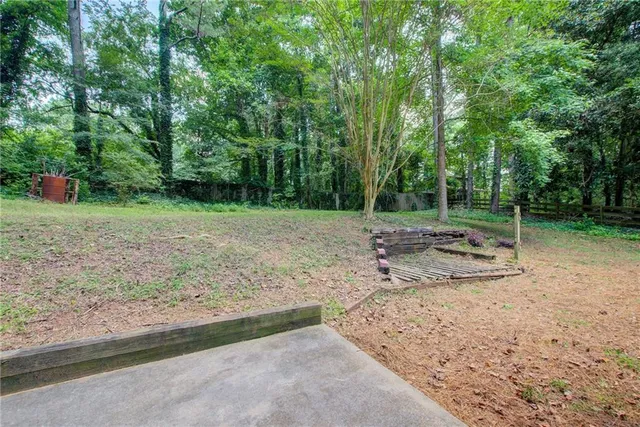 a view of backyard with green space