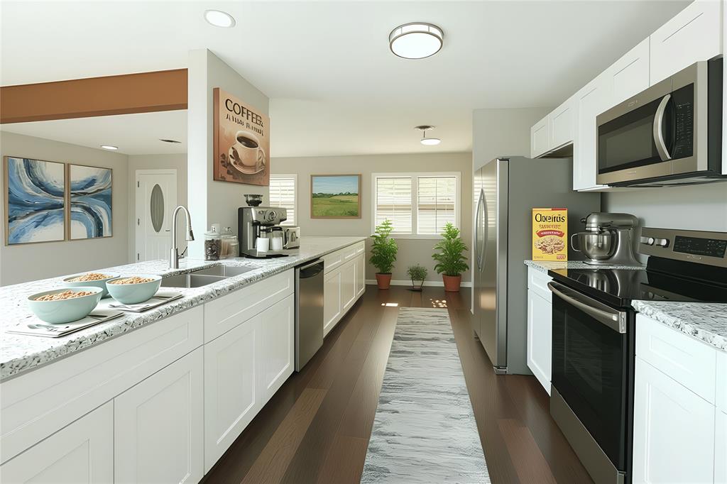 637 Post Oak Drive Hurst, TX 76053 - Photo 8 of 35 Virtually Staged Kitchen Refrigerator is not included.