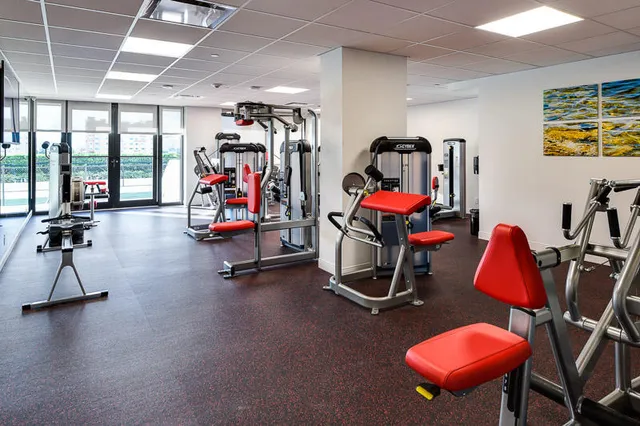 a view of a room with gym equipment