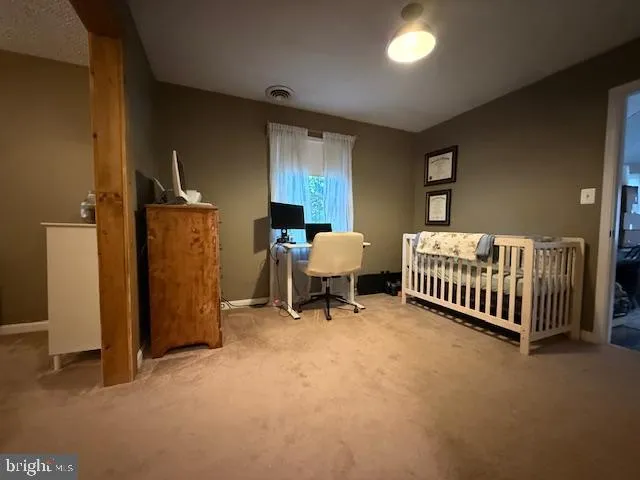 a bed room with a bed and a television